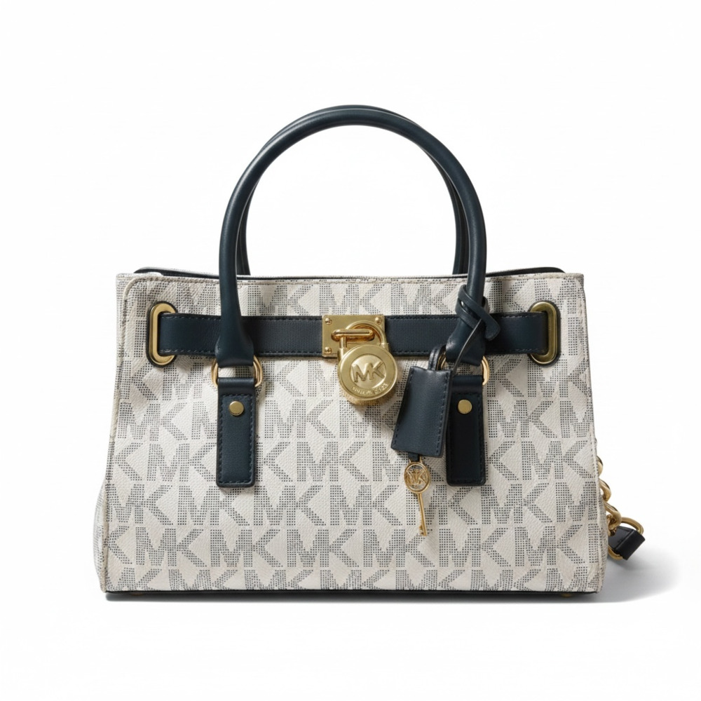 Michael Kors Hamilton Signature Logo Padlock Satchel Bag w/Duster Bag.